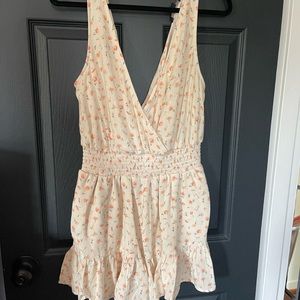 AE floral jumpsuit flutter legs